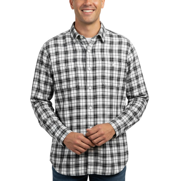 Even Tide Long Sleeve Button Up Shirt Black White Plaid NWT Size Large Tall - Picture 1 of 10